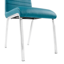 Furniture in Fashion Dora Teal Faux Leather Dining Chairs With Chrome Legs In Pair - thumbnail 4