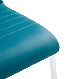 Furniture in Fashion Dora Teal Faux Leather Dining Chairs With Chrome Legs In Pair - thumbnail 5