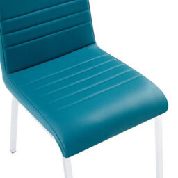 Furniture in Fashion Dora Teal Faux Leather Dining Chairs With Chrome Legs In Pair - thumbnail 3