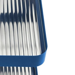 Sweeek - Side Table, Bedside Table Metal And Ribbed Glass Blue 35X35X49 Cm - Nae - thumbnail 4