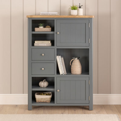 The Furniture Market Marbury Slate Grey Painted High Open Display Shelf Unit Bookcase - image 1