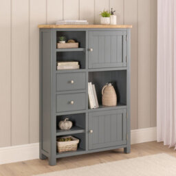 The Furniture Market Marbury Slate Grey Painted High Open Display Shelf Unit Bookcase - thumbnail 2