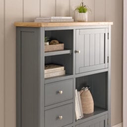 The Furniture Market Marbury Slate Grey Painted High Open Display Shelf Unit Bookcase - thumbnail 3