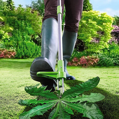 Long Handled Weed Remover - Aluminium No Bend Garden Lawn Weeding Tool With 3 Claws & Foot Pedal - Measures 100 X 21.5 X 4.5Cm