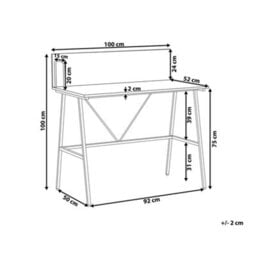 Beliani Home Office Desk 100 X 50 Cm - Dark Brown Wood-Like Top, Black Powder-Coated Metal Frame - thumbnail 4