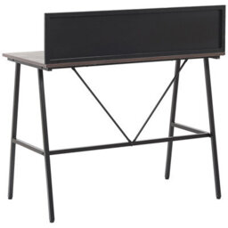 Beliani Home Office Desk 100 X 50 Cm - Dark Brown Wood-Like Top, Black Powder-Coated Metal Frame - thumbnail 5