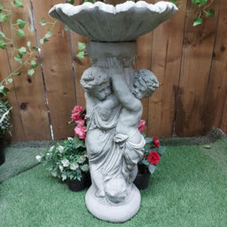 Stone Birdbath Twin Cherub Design - thumbnail 3