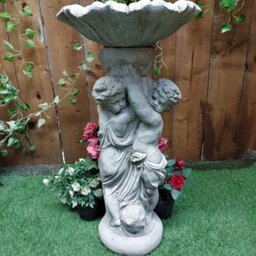 Stone Birdbath Twin Cherub Design - thumbnail 2