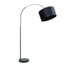 Valuelights Louis Black Arched Curved Floor Lamp With Navy Blue Velvet Drum Lamp Shade - thumbnail 2