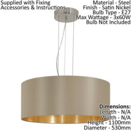 Modern Taupe Gold Ceiling Pendant Light With 2 Matching Wall Sconces - thumbnail 2