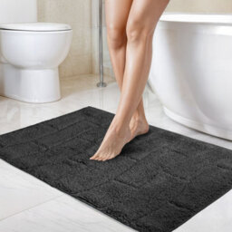 Emma Barclay Waves Non Slip Cotton Bath Mat Set In Black - thumbnail 1
