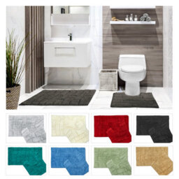 Emma Barclay Waves Non Slip Cotton Bath Mat Set In Black - thumbnail 2