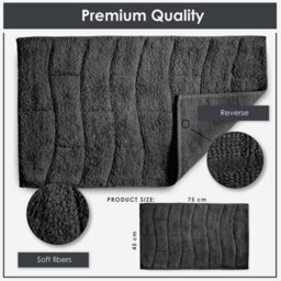 Emma Barclay Waves Non Slip Cotton Bath Mat Set In Black - thumbnail 3