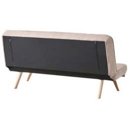 Wyld and Coco Luxora 2-Seater Sofa Bed In Light Brown Fabric Upholstery, Tufted Backrest, Wood-Effect Metal Legs, Armless - thumbnail 6