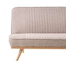 Wyld and Coco Luxora 2-Seater Sofa Bed In Light Brown Fabric Upholstery, Tufted Backrest, Wood-Effect Metal Legs, Armless - thumbnail 7