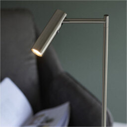 Loops 1250mm Floor Lamp - Satin Nickel Modern Adjustable Head - Standing Led Light Base & Shade - thumbnail 4