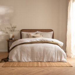 Yard Perrie Leaf Muslin 100% Cotton Duvet Sets, Natural, Double