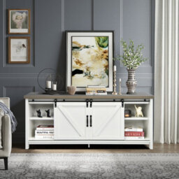 "Costway Modern Tv Cabinet For 60"" Wooden Media Storage Shelves Stand W/ Cabinets" - thumbnail 8