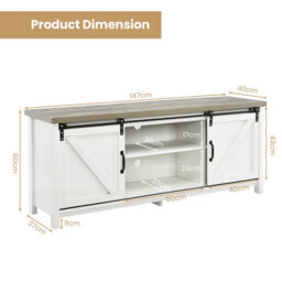 "Costway Modern Tv Cabinet For 60"" Wooden Media Storage Shelves Stand W/ Cabinets" - thumbnail 3