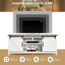 "Costway Modern Tv Cabinet For 60"" Wooden Media Storage Shelves Stand W/ Cabinets" - thumbnail 6