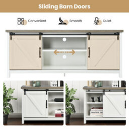 "Costway Modern Tv Cabinet For 60"" Wooden Media Storage Shelves Stand W/ Cabinets" - thumbnail 5