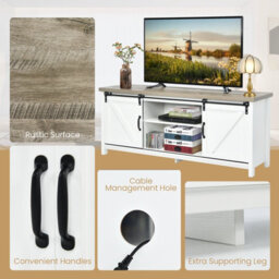 "Costway Modern Tv Cabinet For 60"" Wooden Media Storage Shelves Stand W/ Cabinets" - thumbnail 7