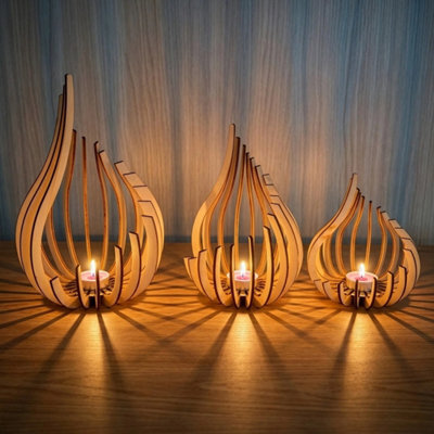 3Pcs Lotus Tea Light Holders Bohemian Home Decor Candle Base - image 1