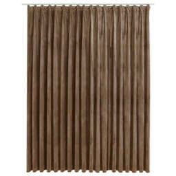 Berkfield Blackout Curtain With Hooks Velvet Beige 290X245 Cm - thumbnail 2