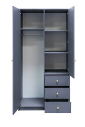 Arte Elegant Dark Blue Siena Ii D2 Wardrobe 100Cm - Stylish Storage With Mirror Brightness - thumbnail 2
