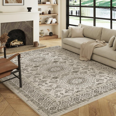 Decoranddecor Living Room Rugs, Washable Area Rugs, 120X170Cm, Non-Slip, Pet Friendly, Low Pile, Geometric Rug - Vassia - image 1