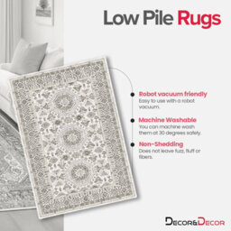 Decoranddecor Living Room Rugs, Washable Area Rugs, 120X170Cm, Non-Slip, Pet Friendly, Low Pile, Geometric Rug - Vassia - thumbnail 9