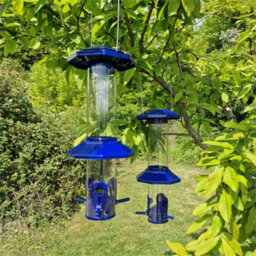 Set Of 2 Squirrel Proof Hanging Bird Seed Feeder With Flexible Perch & Baffles - thumbnail 1