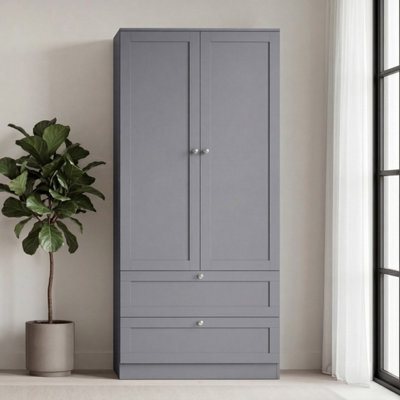 Lassic Vida Designs Altino 2 Door 2 Drawer Wardrobe With Handing Rail Bedroom Storage Cabinet, H 170 X W 77 X D 53 Cm, Grey - image 1
