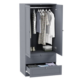 Lassic Vida Designs Altino 2 Door 2 Drawer Wardrobe With Handing Rail Bedroom Storage Cabinet, H 170 X W 77 X D 53 Cm, Grey - thumbnail 9