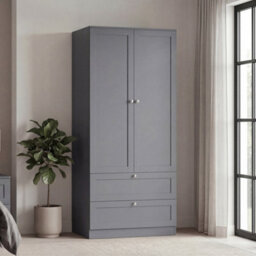 Lassic Vida Designs Altino 2 Door 2 Drawer Wardrobe With Handing Rail Bedroom Storage Cabinet, H 170 X W 77 X D 53 Cm, Grey - thumbnail 2