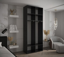Arte Stylish Black Inova 4 Hinged Door Wardrobe W1000mm H2370mm D470mm - Modern Storage With Gold Handles - thumbnail 4