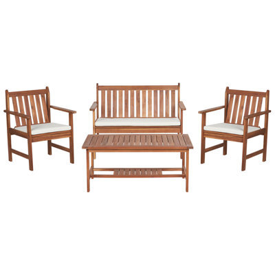 Beliani Garden Lounge Set With Table 4 Seater Altidona Acacia Wood Off-White - image 1