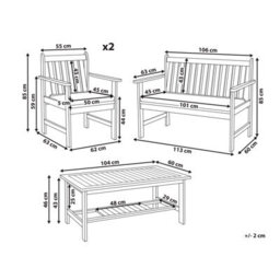Beliani Garden Lounge Set With Table 4 Seater Altidona Acacia Wood Off-White - thumbnail 3