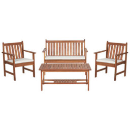 Beliani Garden Lounge Set With Table 4 Seater Altidona Acacia Wood Off-White - thumbnail 1