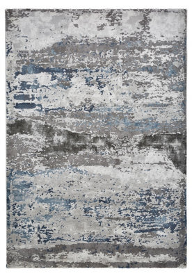 Grey Navy Abstract Rug, Stain-Resistant Rug, Anti-Shed Rug, Modern Grey Navy Rug For Bedroom, Living Room-200Cm X 290Cm - image 1