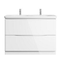 Plum&clay Eden Gloss White Floorstanding Vanity Unit With Round Resin Basin (W)1240mm - thumbnail 2