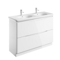 Plum&clay Eden Gloss White Floorstanding Vanity Unit With Round Resin Basin (W)1240mm - thumbnail 4