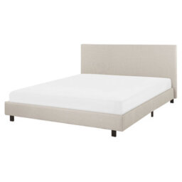 Beliani Bed Fabric Albi 160 X 200 Cm (Eu King Size) Beige - thumbnail 1