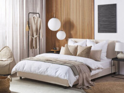 Beliani Bed Fabric Albi 160 X 200 Cm (Eu King Size) Beige - thumbnail 2
