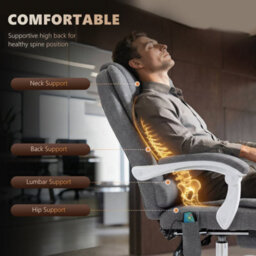 Grey High Back Vibration Massage Office Chair With Heat - thumbnail 5