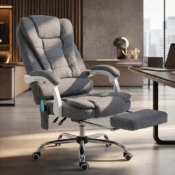 Grey High Back Vibration Massage Office Chair With Heat - thumbnail 6