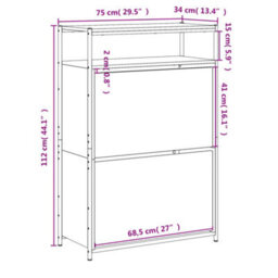 Walplus Shoe Cabinet Sonoma Oak 75X34X112 Cm Engineered Wood - thumbnail 9