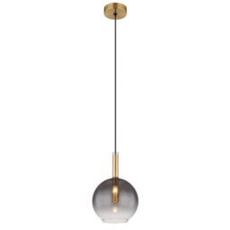 Luminosa Lighting Luminosa Elisabeth Globe Slim Pendant Ceiling Light Brass-Coloured Smoke Glass Shade 1X G9