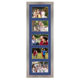 AK Frames 26X8 Aluminum Modern Multi Photo Frame With Blue Mount - Holds 5 Apertures (5X) 6X4 Photos - thumbnail 1