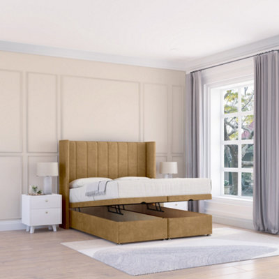 "Sloomy Falcon Mink Plush 2Ft6 Ottoman Bed End Opening With Sprung Memory Mattress & 54"" Headboard-Small Single" - image 1